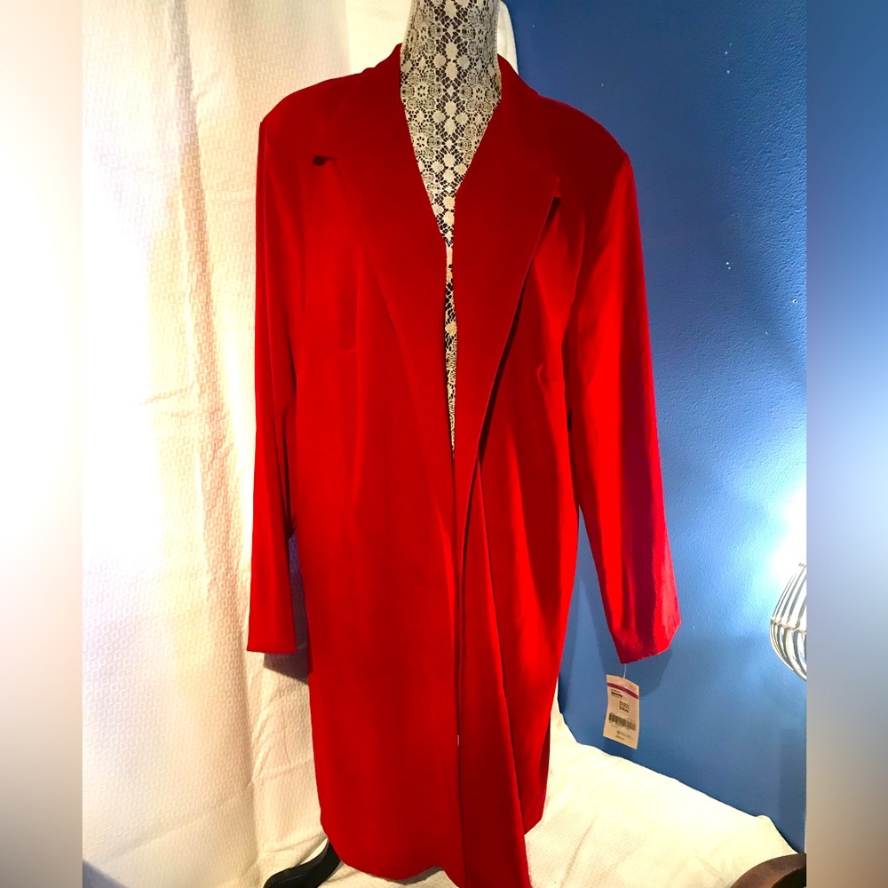 EN FOCUS Women Red Cardigan Sweater with front pockets size 24W